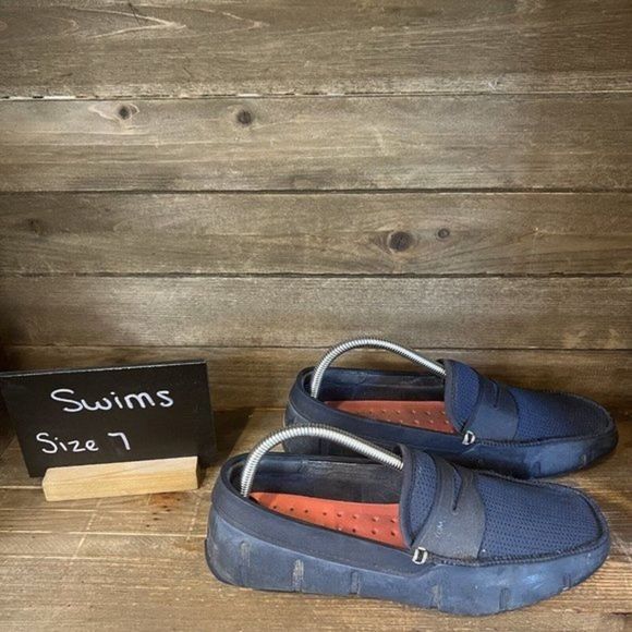 Mens Swims Navy Blue Slip-On Penny Loafers Water Shoes Size 7 M GUC‎ - Picture 1 of 6